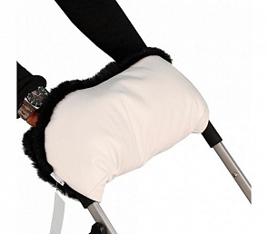 Муфта для рук на коляску, ткань бежевая/мех черный (Moze, MOZE_ткань бежевая/мех черный)